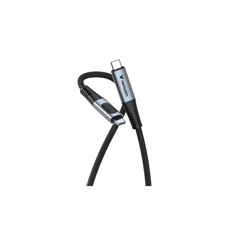 Verbatim 31848 Sync & Charge Kabelis USB-C į USB-C 100W 480Mbps 120cm, Power Display, Pilka/Juoda