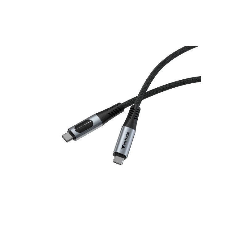 Verbatim 31848 Sync & Charge Kabelis USB-C į USB-C 100W 480Mbps 120cm, Power Display, Pilka/Juoda