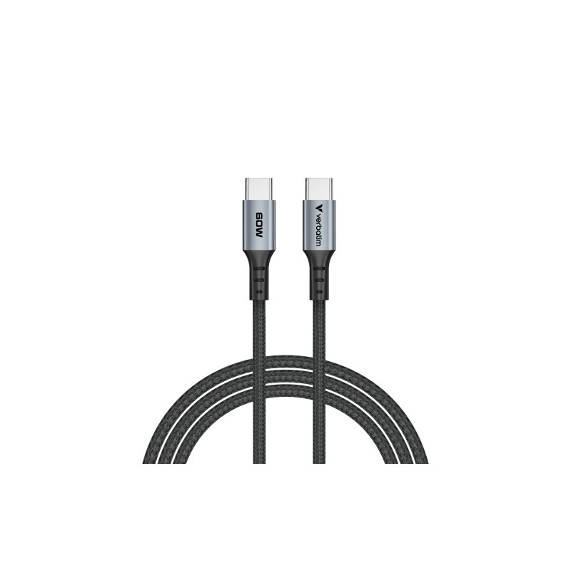 Verbatim 31845 Sync & Charge Kabelis USB-C į USB-C 60W 480Mbps 120cm, Pilka/Juoda