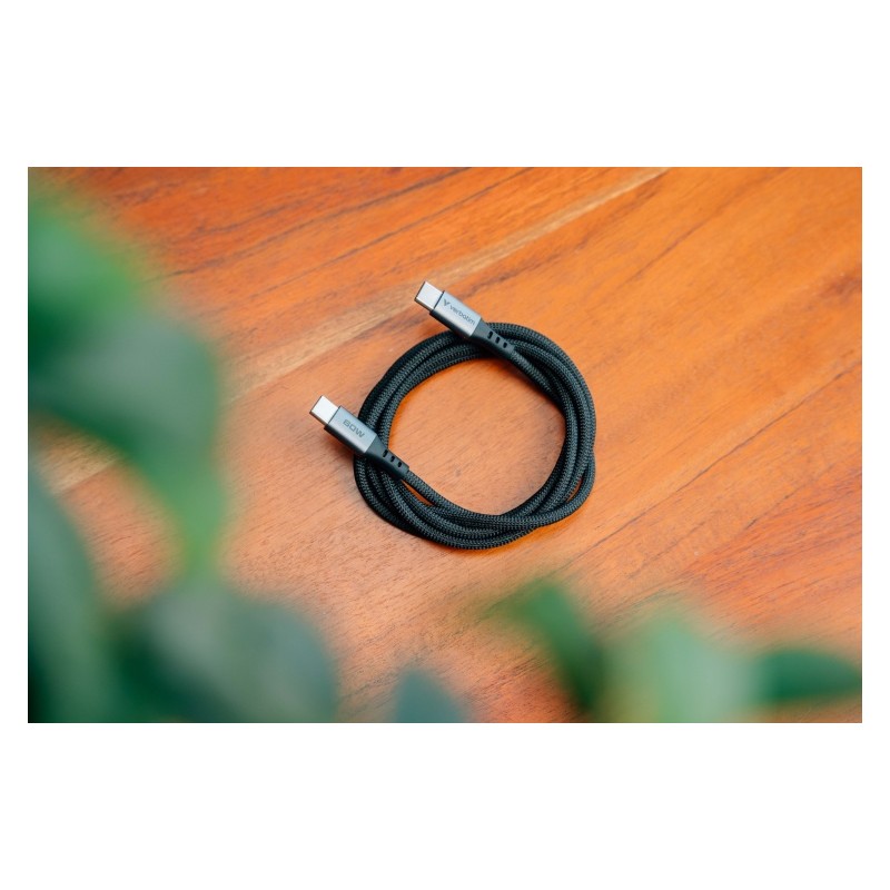 Verbatim 31845 Sync & Charge Kabelis USB-C į USB-C 60W 480Mbps 120cm, Pilka/Juoda