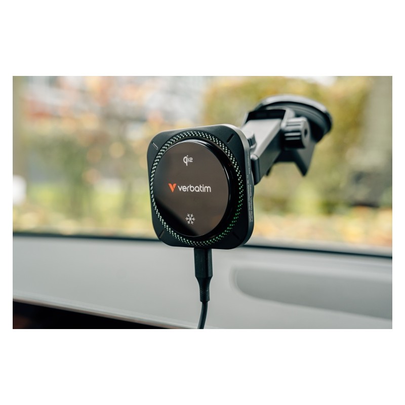 Verbatim 31860 Charge 'n' Drive Qi2 Magnetinis belaidis automobilinis įkroviklis, RGB, Juoda