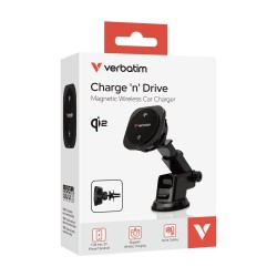 Verbatim 31861 Charge 'n' Drive Qi2 Magnetinis belaidis automobilinis įkroviklis, Juoda