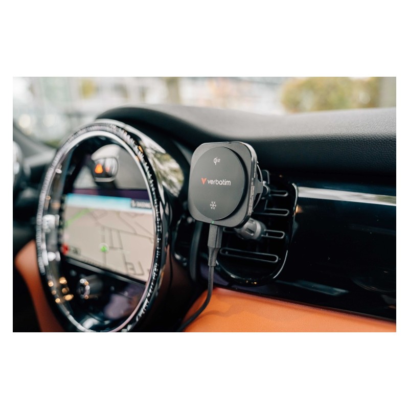 Verbatim 31861 Charge 'n' Drive Qi2 Magnetinis belaidis automobilinis įkroviklis, Juoda