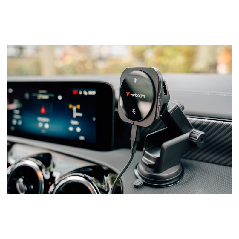 Verbatim 31861 Charge 'n' Drive Qi2 Magnetinis belaidis automobilinis įkroviklis, Juoda