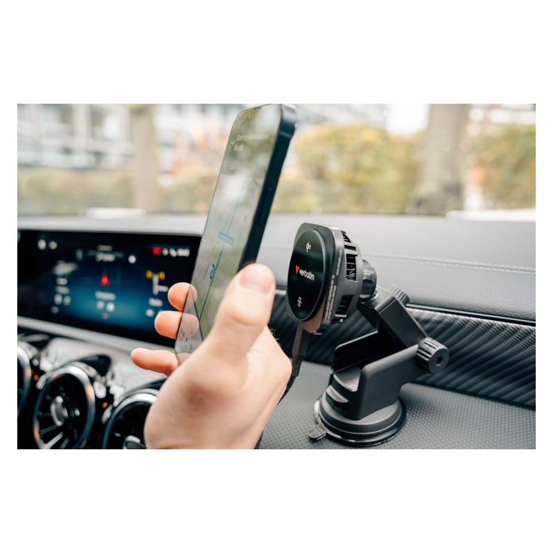 Verbatim 31861 Charge 'n' Drive Qi2 Magnetinis belaidis automobilinis įkroviklis, Juoda