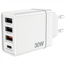 Verbatim 49701 USB Įkroviklis 30W 4-Port USB-A, USB-C, EU Plug, Balta