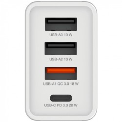 Verbatim 49701 USB Įkroviklis 30W 4-Port USB-A, USB-C, EU Plug, Balta