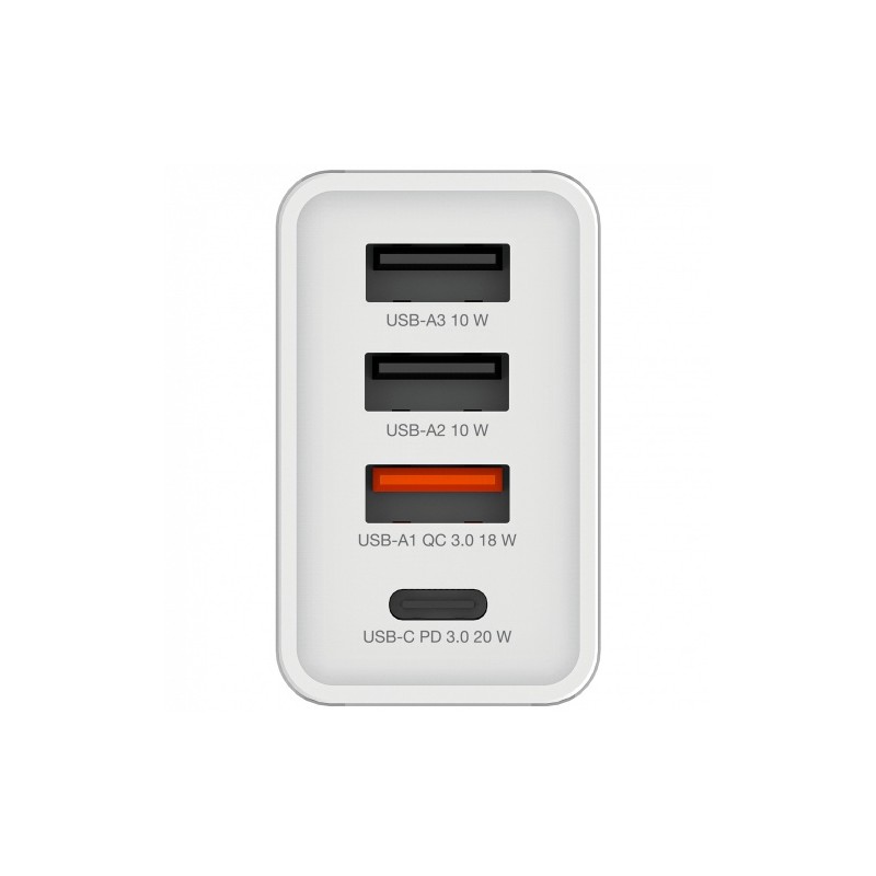 Verbatim 49701 USB Įkroviklis 30W 4-Port USB-A, USB-C, EU Plug, Balta
