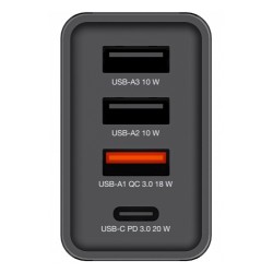 Verbatim 49700 USB Įkroviklis 30W 4-Port USB-A, USB-C, EU Plug, Juoda