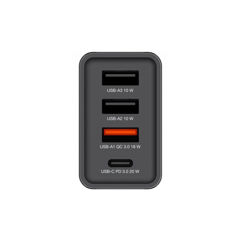 Verbatim 49700 USB Įkroviklis 30W 4-Port USB-A, USB-C, EU Plug, Juoda