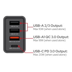 Verbatim 49700 USB Įkroviklis 30W 4-Port USB-A, USB-C, EU Plug, Juoda