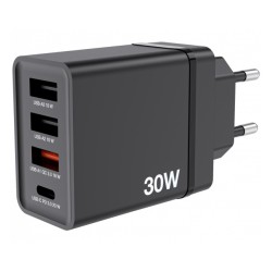 Verbatim 49700 USB Įkroviklis 30W 4-Port USB-A, USB-C, EU Plug, Juoda