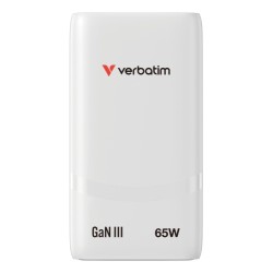 Verbatim 32355 Fold 'n' Go GaN Įkroviklis 65W 2-Port, USB-C, EU Plug, Balta