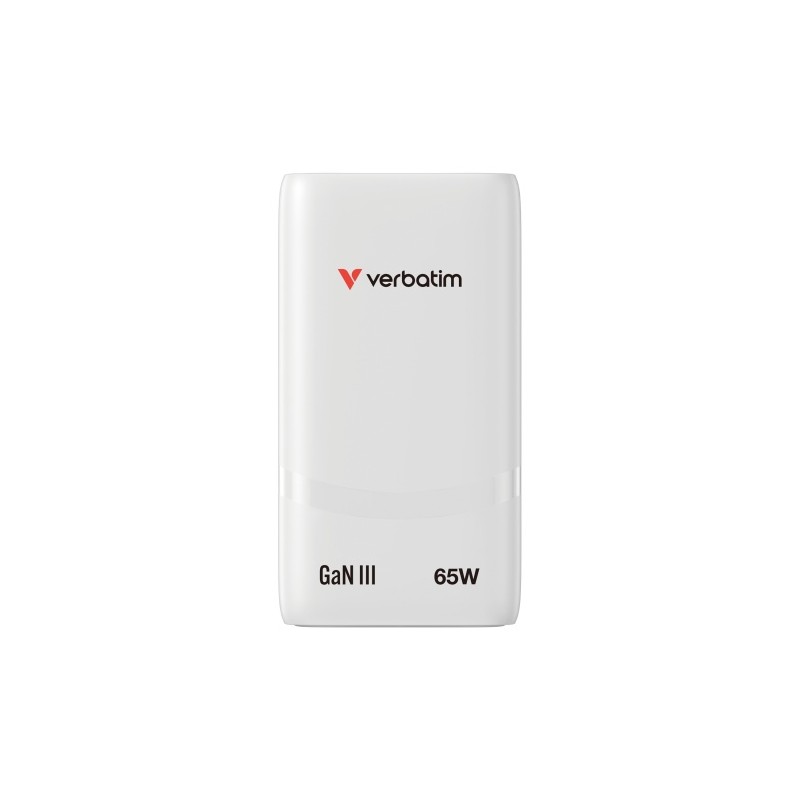 Verbatim 32355 Fold 'n' Go GaN Įkroviklis 65W 2-Port, USB-C, EU Plug, Balta