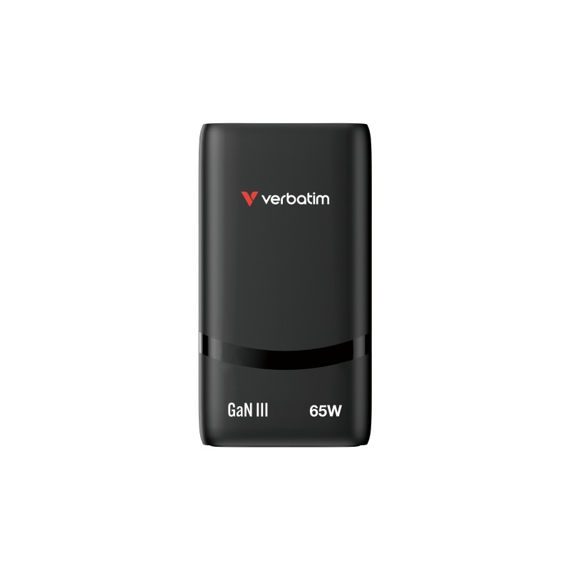 Verbatim 32354 Fold 'n' Go GaN Įkroviklis 65W 2-Port, USB-C, EU Plug, Juoda