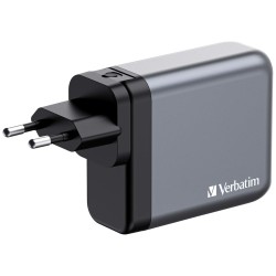 Verbatim 32203 GaN Įkroviklis 140W 4-Port, USB-A/USB-C, EU/UK/US Plug, Pilka/Juoda