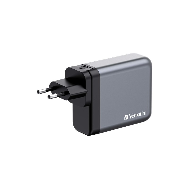 Verbatim 32203 GaN Įkroviklis 140W 4-Port, USB-A/USB-C, EU/UK/US Plug, Pilka/Juoda
