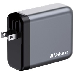 Verbatim 32203 GaN Įkroviklis 140W 4-Port, USB-A/USB-C, EU/UK/US Plug, Pilka/Juoda