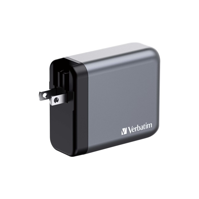 Verbatim 32203 GaN Įkroviklis 140W 4-Port, USB-A/USB-C, EU/UK/US Plug, Pilka/Juoda