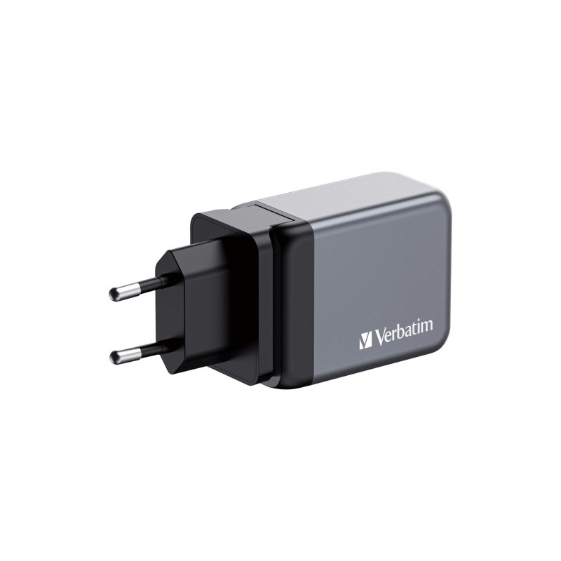 Verbatim 32201 GaN Įkroviklis 65W 3-Port, USB-A/USB-C, EU/UK/US Plug, Pilka/Juoda