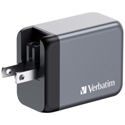 Verbatim 32201 GaN Įkroviklis 65W 3-Port, USB-A/USB-C, EU/UK/US Plug, Pilka/Juoda