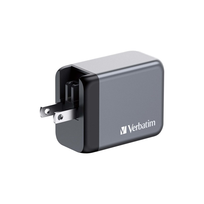 Verbatim 32201 GaN Įkroviklis 65W 3-Port, USB-A/USB-C, EU/UK/US Plug, Pilka/Juoda