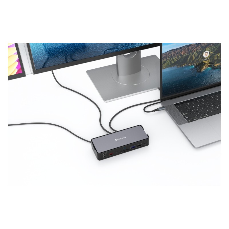 Verbatim 32171 CDS-15 USB-C Pro Jungčių stotelė 15 Ports, Pilka/Juoda