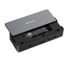 Verbatim 32174 CDS-15SSD USB-C Pro Jungčių stotelė 15 Ports, 256GB SSD, Pilka/Juoda