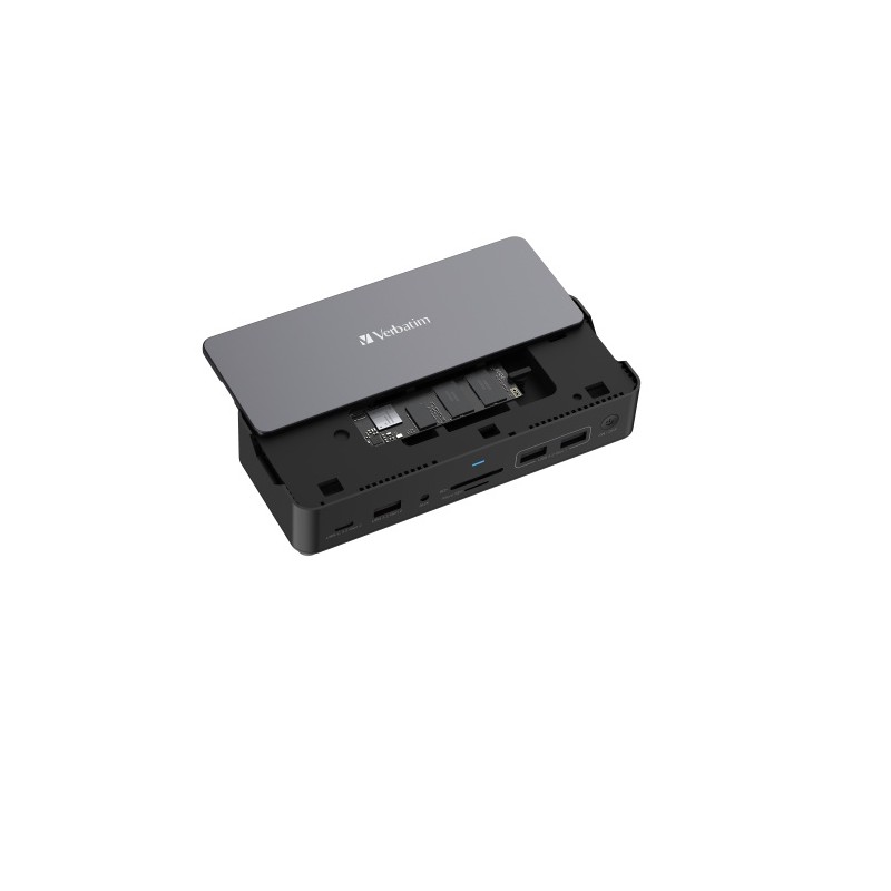 Verbatim 32174 CDS-15SSD USB-C Pro Jungčių stotelė 15 Ports, 256GB SSD, Pilka/Juoda