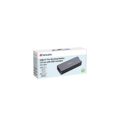 Verbatim 32174 CDS-15SSD USB-C Pro Jungčių stotelė 15 Ports, 256GB SSD, Pilka/Juoda