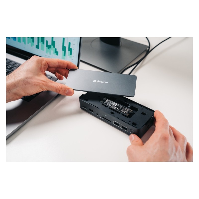 Verbatim 32174 CDS-15SSD USB-C Pro Jungčių stotelė 15 Ports, 256GB SSD, Pilka/Juoda