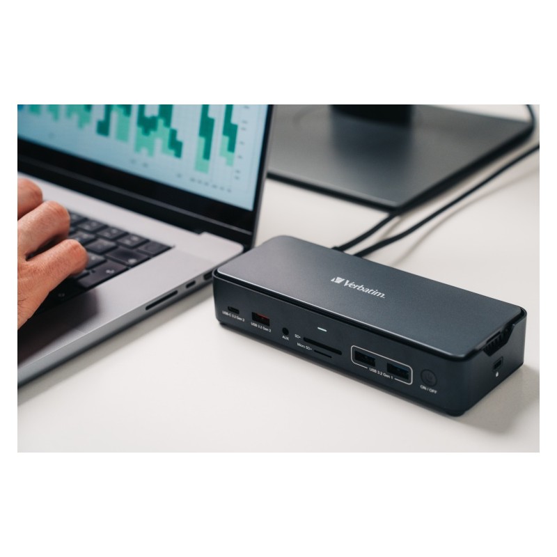 Verbatim 32174 CDS-15SSD USB-C Pro Jungčių stotelė 15 Ports, 256GB SSD, Pilka/Juoda
