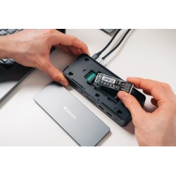 Verbatim 32174 CDS-15SSD USB-C Pro Jungčių stotelė 15 Ports, 256GB SSD, Pilka/Juoda