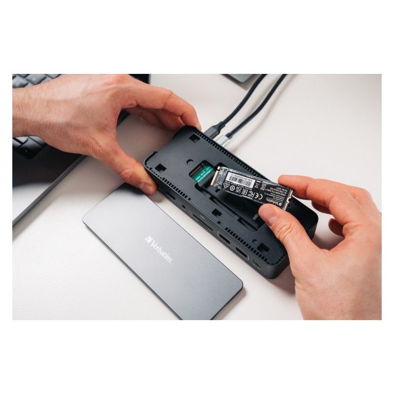 Verbatim 32174 CDS-15SSD USB-C Pro Jungčių stotelė 15 Ports, 256GB SSD, Pilka/Juoda