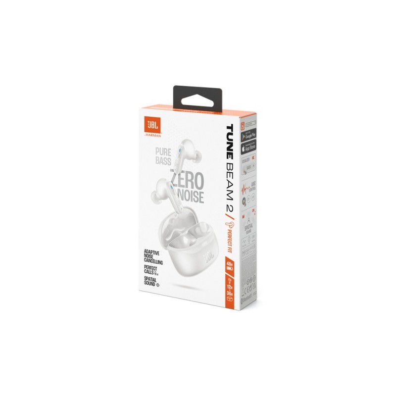 JBL Tune Beam 2 Belaidės ausinės Earbuds, Bluetooth, Balta