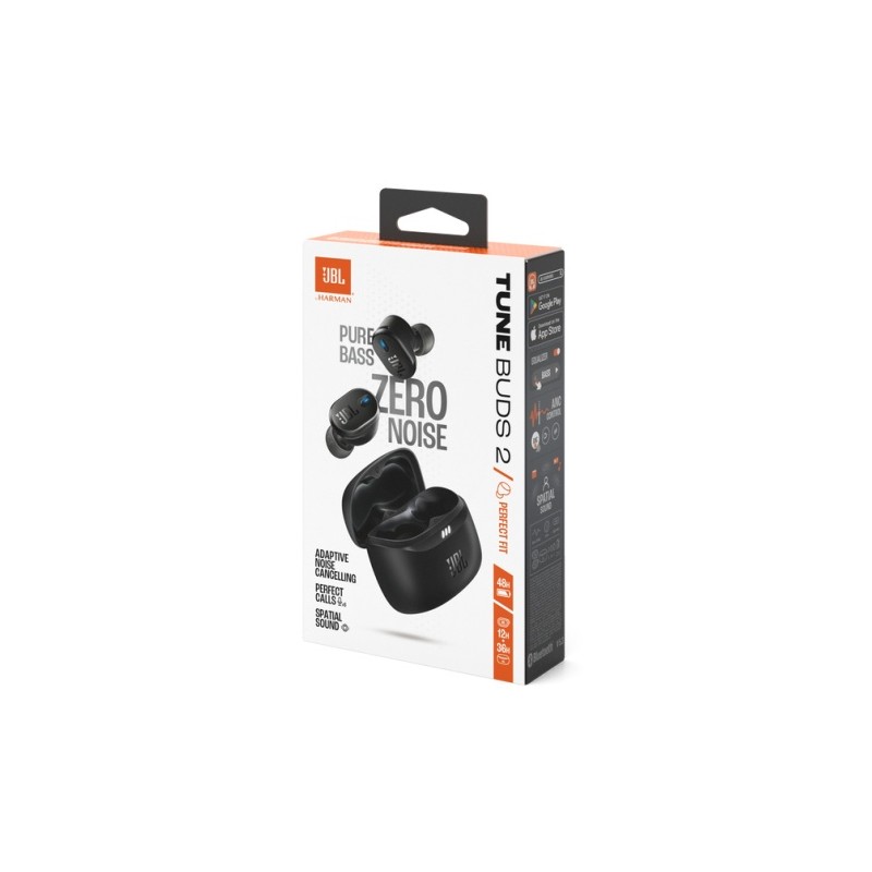 JBL Tune Buds 2 Belaidės ausinės Earbuds, Bluetooth, Juoda