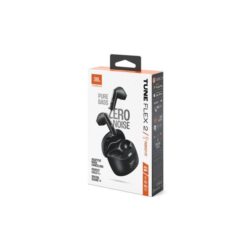 JBL Tune Flex 2 Belaidės ausinės Earbuds, Bluetooth, Juoda