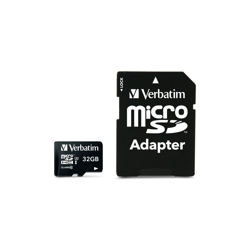 Verbatim 47041 Pro U3 Micro SDXC Atminties kortelė 32GB + microSD į SD Adapteris