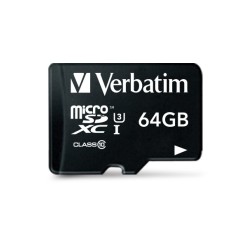 Verbatim 47042 Pro U3 Micro SDXC Atminties kortelė 64GB + microSD į SD Adapteris