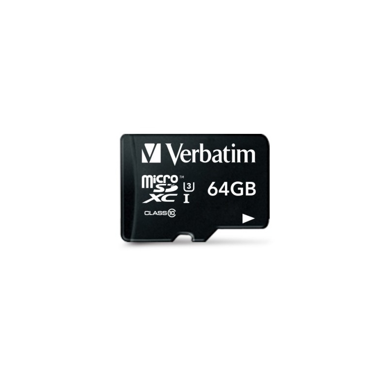 Verbatim 47042 Pro U3 Micro SDXC Atminties kortelė 64GB + microSD į SD Adapteris