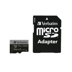 Verbatim 47045 Pro U3 Micro SDXC Atminties kortelė 256GB + microSD į SD Adapteris