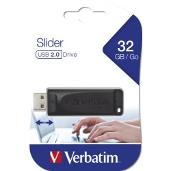 Verbatim 98697 Slider USB atmintinė 32GB, USB-A 2.0, Juoda