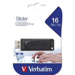 Verbatim 98696 Slider USB atmintinė 16GB, USB-A 2.0, Juoda