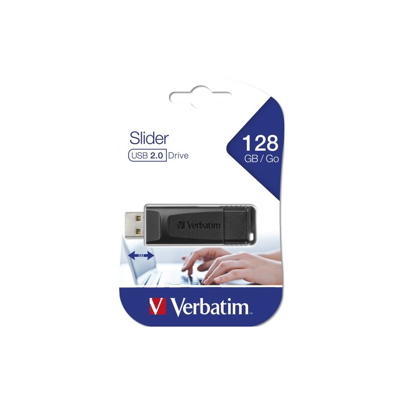 Verbatim 49328 Slider USB atmintinė 128GB, USB-A 2.0, Juoda
