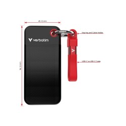 Verbatim 32192 Išorinis SSD diskas 1TB, USB-C 3.2 Gen 2, M.2, iki 1000MB/s, Juoda/Raudona