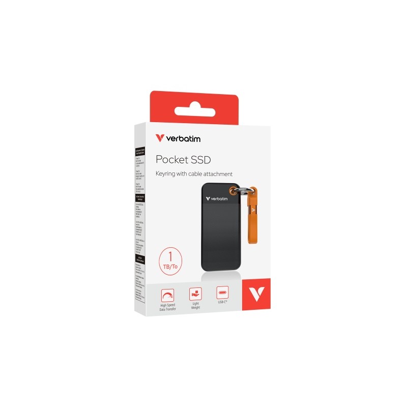 Verbatim 32193 Išorinis SSD diskas 1TB, USB-C 3.2 Gen 2, M.2, iki 1000MB/s, Juoda/Oranžinė