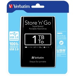 Verbatim 53023 Store 'n' Go USB 3.0 Išorinis kietasis diskas HDD 1TB, iki 4800 Mbit/s 5400rpm, Juoda