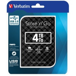 Verbatim 53223 Store 'n' Go USB 3.0 Išorinis kietasis diskas HDD 4TB, iki 4800 Mbit/s 5400rpm, Juoda