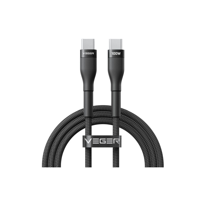 Veger Kabelis USB-C to USB-C PD 20V 5A 100W CC05 1.5m, Juoda