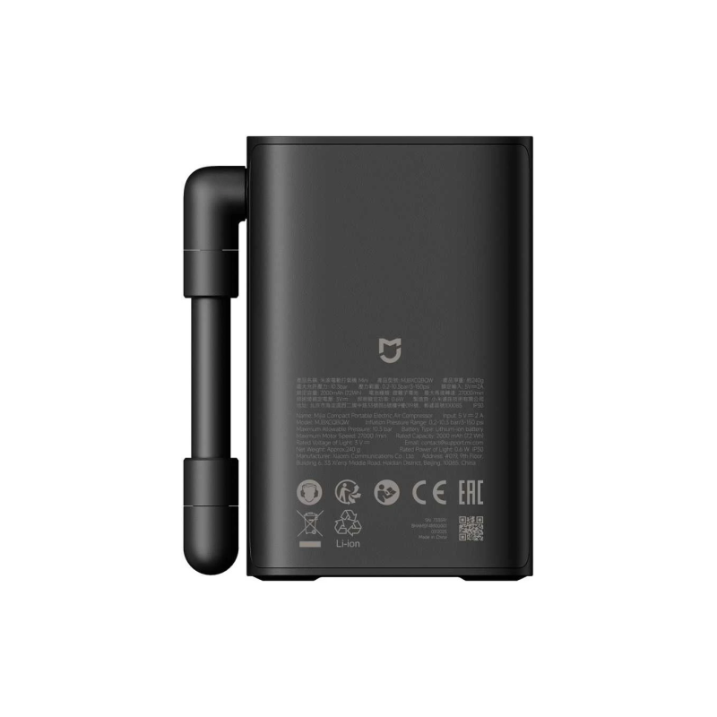 Xiaomi Mijia Compact Portable Elektrinis nešiojamas oro kompresorius, Juoda